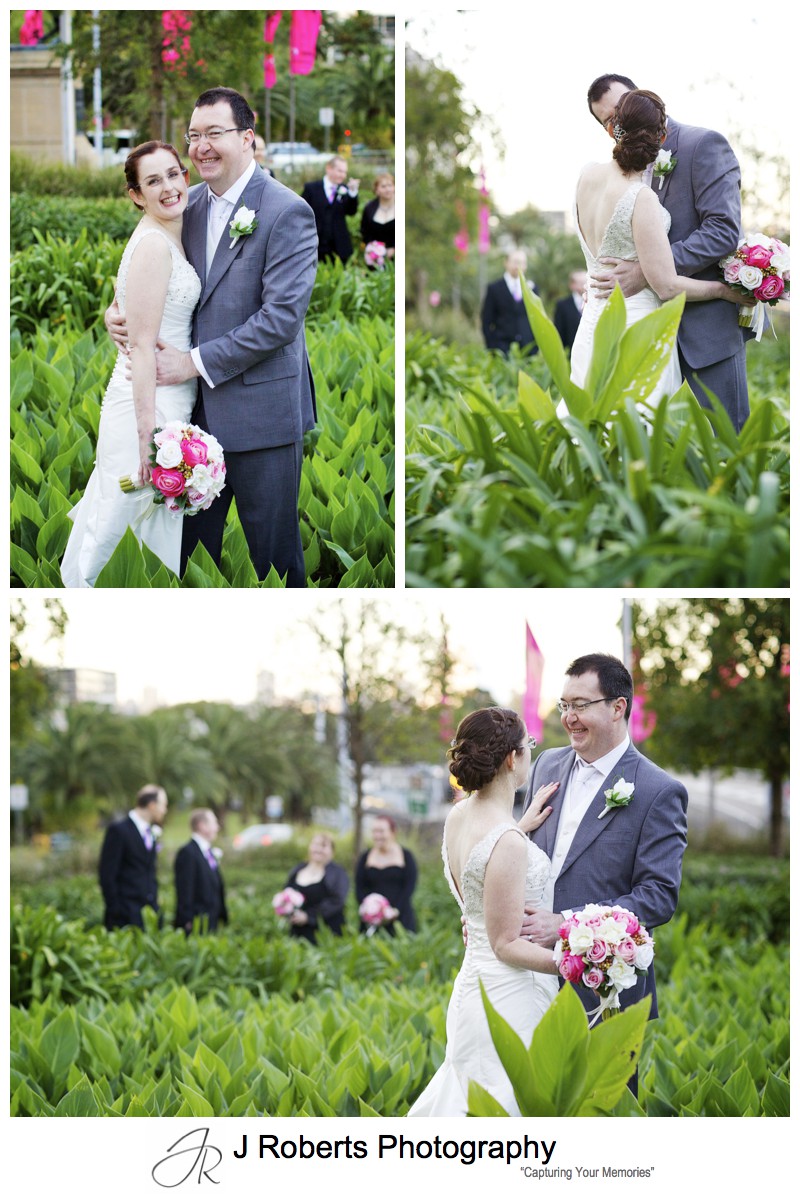 Bridal party in the tulips at Sydney's Royal Botanic Gardens - sydney wedding photography 